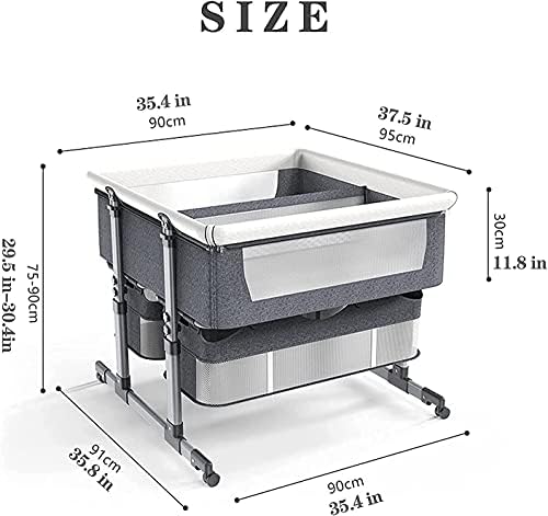 RHANA Bedside Twin, Adjustable Newborn Sleeping Bed Toddler Bed with Storage Basket Large Mattress Anti-Spill Milk Foldable Travel for Twin 0-24 Months,Khaki Interesting life