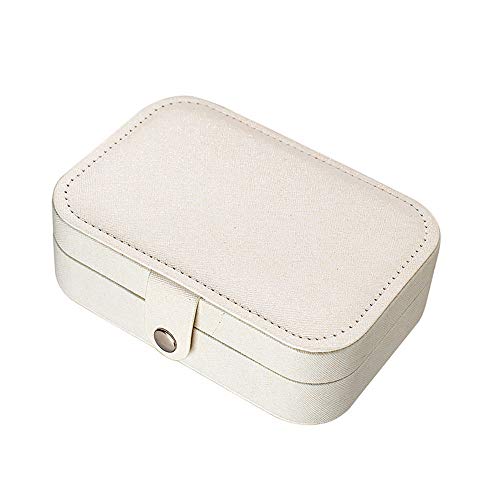 ZSZBACE Organizador de Caja de Joyería Estuche de Almacenamiento de Joyería de Cuero PU para Anillos Pendientes Collar Pulseras Caja de Regalo Niñas Mujeres (Blanco)
