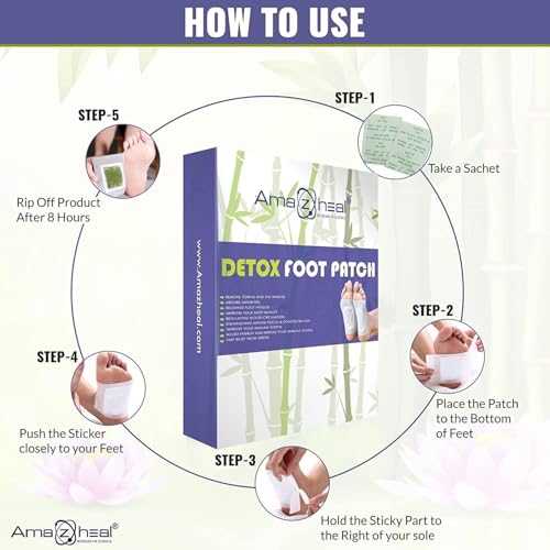 Image of AMAZHEAL Premium Detox Foot patches, Cleansing Toxin Remover Foot Pad, Stress Relief Sleep Patch, For Men And Women, 20 Count. (Pack Of 2)