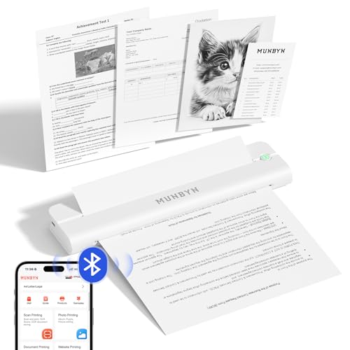 MUNBYN ITP02 Impresora Térmica Portátil A4 Bluetooth