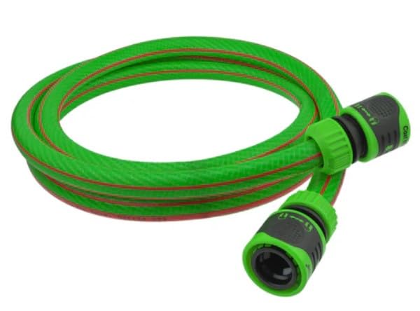 Green Water Hose with Green Hose Connector Set - Premium Food Grade Water Hose for Caravan, Motorhome and Boat. Standard Click-Lock Type Connectors (5meter)