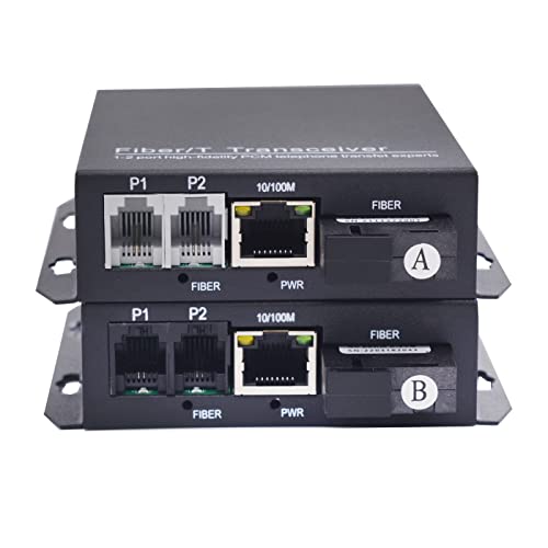 Image of 2 Channel POTS Telephone and 10 /100Mbps Ethernet Over Fiber Optic Media Converter Extender SC-SC Singlemode Single Fiber up 20Km,Support Called id Ring and Fax No Delay A Set