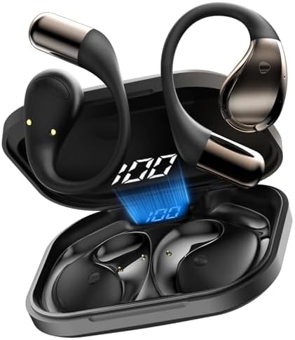 （16:00時点） オープンイヤー イヤホン Bluetooth6.0 ワイヤレスイヤホン 14.2mmドライバー 【2026年アップグレード版】 ENC通話ノイズキャンセリング マイク付き 耳掛け式 軽量 快適装着 40時間連続再生 USB-C急速充電 LED残量表示 防水IPX7 スポーツ ランニング ジム 通勤 通話 音楽鑑賞 ブラック