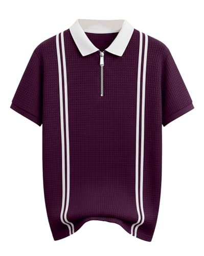 Image of AUSK Men Casual T-Shirt, Texture Printed Half Sleeve Tshirt for Mens, Polo Tshirt