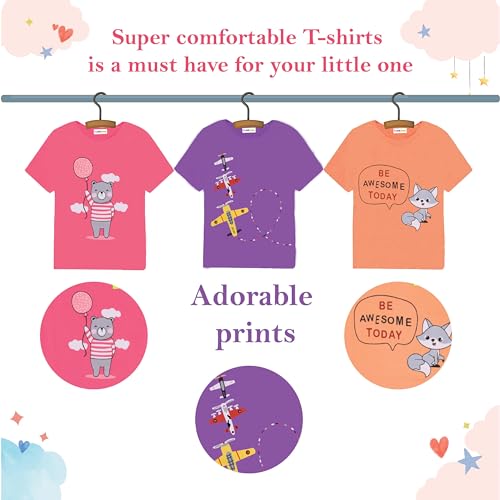 Image of Toddylon Kids T-Shirt Combo Half Sleeve Tshirt Summer Tops Tshirts Boys & Girls Regular Fit T-Shirts Boys Half Sleeves Cotton T-Shirt Summer T Shirt for Boys & Girls Pack