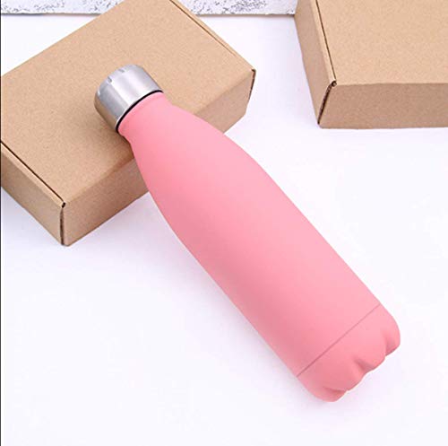 Botella de Agua de Acero Inoxidable, Botella isotérmica bajo vídeo, Doble Capa, para Mantener frío o Caliente, para Viajes de Camping, Rosa