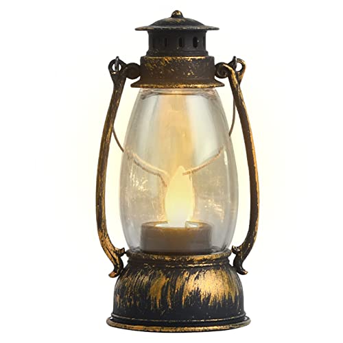 dikawe屋外ランタン、アンティーク、ガーデンライト、レトロ- 電池式、ゆらめく炎または有線、LED ビンテージ ランタン、ハンギング ランプ - ハロウィン ランタン、屋内、屋外、パーティー テーブル デコレーション、 防水、 暖色、 庭園灯、 園芸、 屋外照明/ベランダ/歩道/玄関 照明 ランタンスタンド クリスマス 飾りのサムネイル