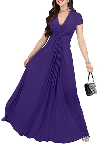Image of KOH KOH Womens Long Flowy Cap Sleeve Empire Waist Cocktail Maxi Dress Gown
