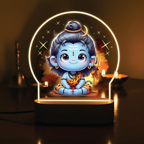 Image of Giftplease Divine Baby Shiva LED Desk Lamp - Warm Glow Spiritual Night Light - Cute Bal Shiva Table Decor for Pooja Room, Meditation Space, & Kids' Bedroom - Religious Gift & Home Accent GL 13