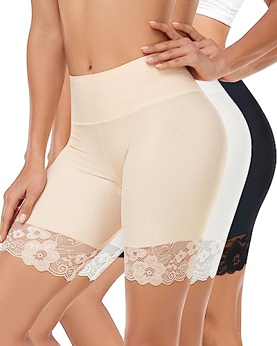 Image of Women's High Waist Mesh Slip Shorts - Soft Breathable Anti Chafing Underwear for Dresses Skirts Daily Travel Party