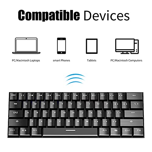 Image of Metal Keycaps Mechanical Gaming Keyboard with Blue Switches, Support USB Bluetooth Connection, 15 RGB LED Backlit, for Windows Mac PC(Black)