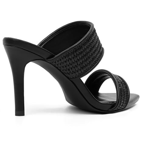 Image of vivianly Clear Pointed Toe Heels Sandals Transparent Strap Stiletto High Heels Slip on Mules for Women