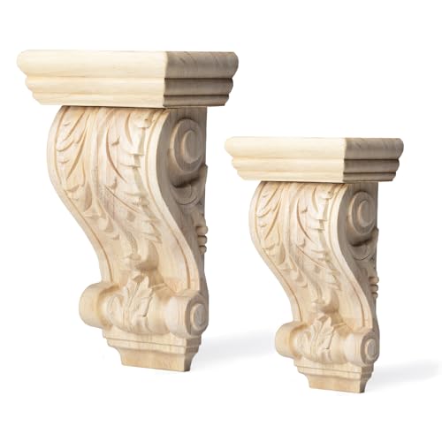 2pcs Wood Corbels Corbel Bracket Suitable for Countertops Shelves Fireplace Mantel Doorway (Classic Models Small Size)