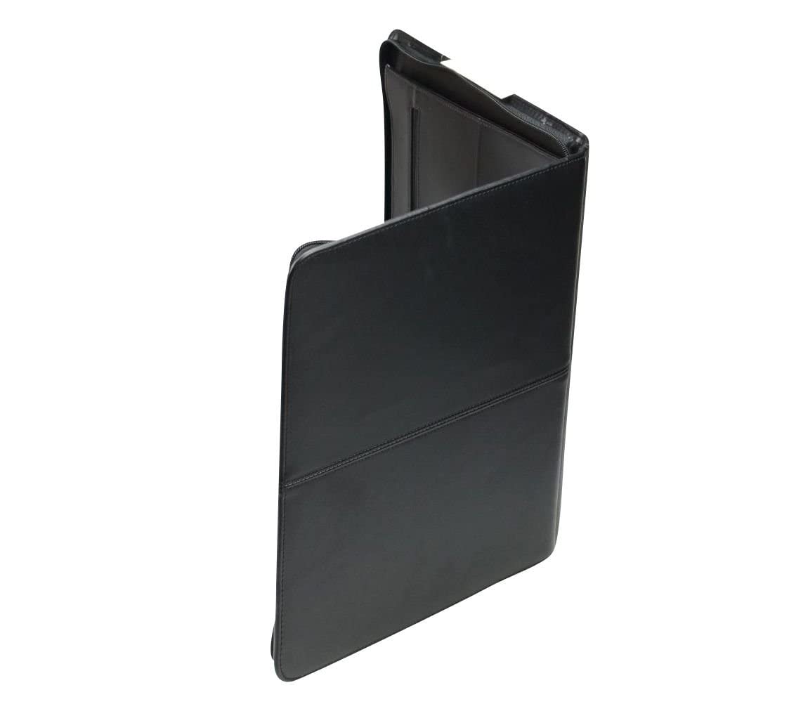 Alassio 30014 - Carpeta de anillas Limone, DIN A4, de piel negra, aprox. 36 × 28,5 × 4 cm