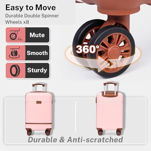 Image of Turtle Trek 20 inch Trolley Bag for Men & Women 8 Wheels Bag Hard Case Polycarbonate Luggage with 360 Degree Spinner Wheels, Combination Lock, Telescopic Handle,Suitcase for Travelling (Pink)