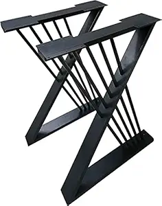 Ventuos 28 * 18 inch Metal TableDesk Legs, Heavy Duty Desk Legs DIY Furniture Legs for Dining Table,Office Desk Legs (Set of 2) Black (X Shape_2006-X)