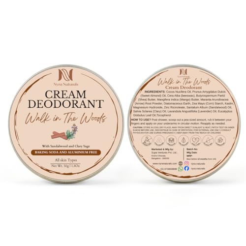 Image of Walk in the Woods Deodorant Cream for Men & Women | Aluminium & Baking Soda Free | 100% Natural with Shea Butter, Almond Oil & Pure Essential Oils | Controls Odour 10+ Hrs | No Synthetic Fragrance | Safe for Sensitive Skin | Handmade | 50g