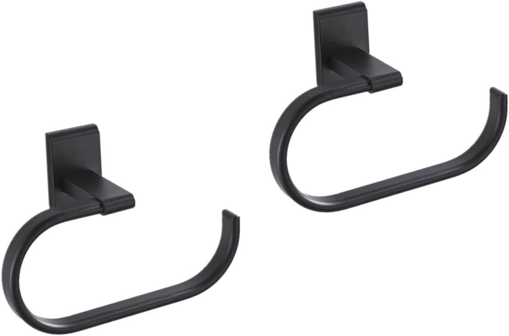 DOITOOL 2pcs Wall Mounted Towel Rack Easy Installation Towel Holder for Home Bathroom Use Elegant Black Design No Punching Required Practical Bathroom Accessory