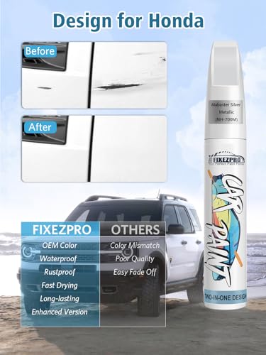 Image of NH-700M Alabaster Silver Metallic Car Touch Up Paint for Honda, Color Match Auto Paint Repair Pen,Professional Car Scratch Repair Remover Pen Quick Drying, Easy to Use