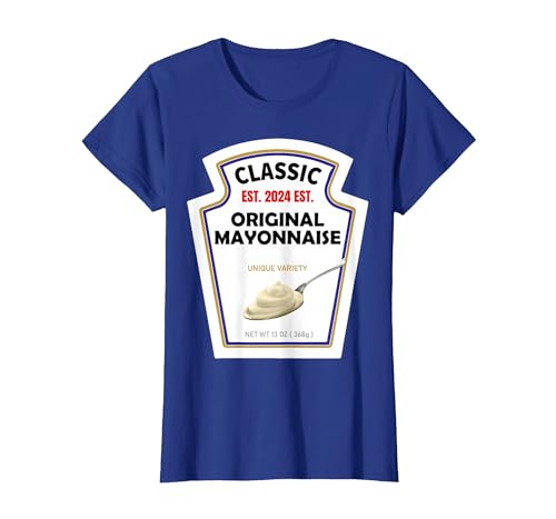 White Mayonnaise DIY Halloween Costume Couples & Group Mayo T-Shirt, Women, Royal Blue, X-Large