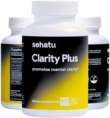 Clarity Plus Cognitive Wellness Supplement | Packed with 10 Powerful Adaptogenic Mushrooms | Clear Brain Fog and Support Mental Clarity | 60 Count | 30 Day Supply