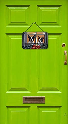Caroline's Treasures PPP3248DS812 Boston Terrier Looking for Santa Christmas Wall or Door Hanging Prints Aluminum Metal Sign Kitchen Wall Bar Bathroom Plaque Home Decor, 8x12, Multicolor image 4