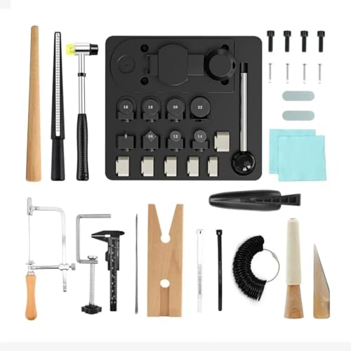 31pcs Ring Bender Tool Machine Ring Set, Jewelry Tool for 12-14-16-18-20-22mm,Earring Rings Bending Tools with Nylon Dies Multi-Functional Rings Making Tool Machine Jewelry Making with Measuring Tools