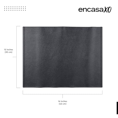 Image of Encasa XO Leather Dining Table Mats Set of 4 | Water Repellent & Heat Resistant Dining Table Mats | Washable & Easy to Clean Placemats for Kitchen Decor - 42x30 cm (Navy Blue)