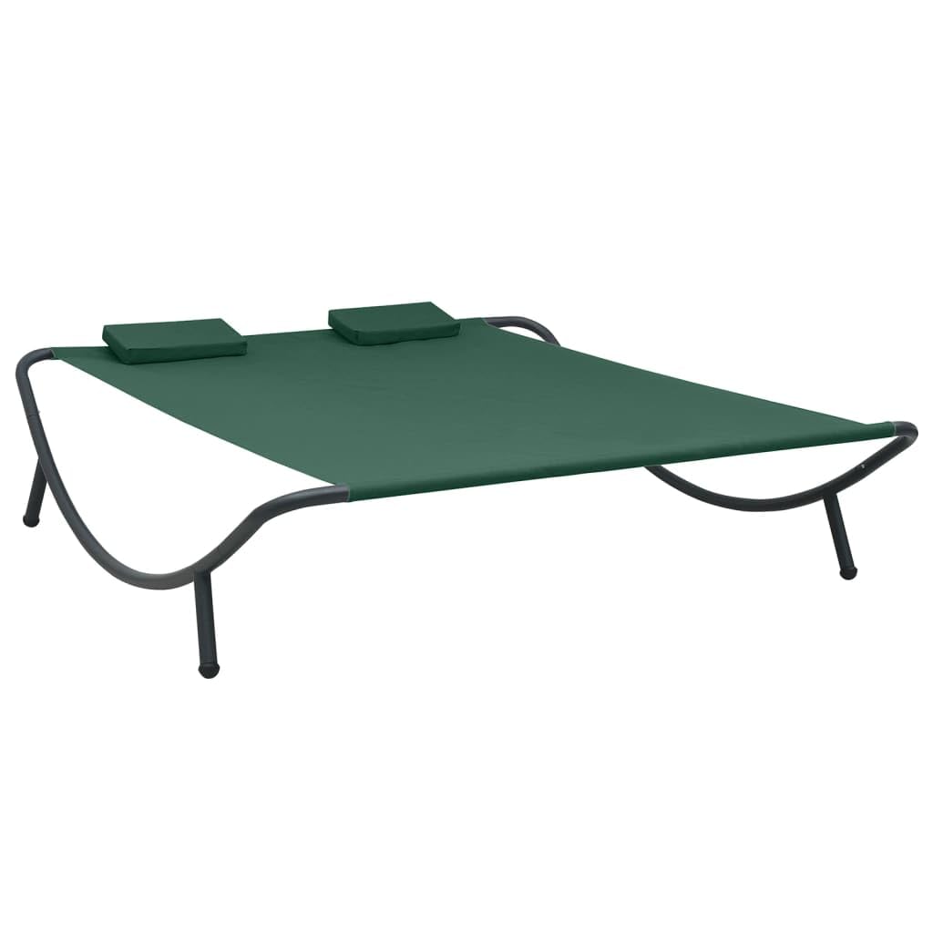 vidaXL Tumbona Doble de Exterior Hamaca Playa Piscina Cama Patio Terraza Balcón Jardín Cómodo Acolchado Relajante Chaise Longue de Tela Verde