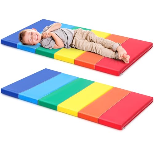 Image of Wesiti Kid Nap Mats for Preschool Daycare Folding Mat | Foldable 3 Section, 1 Inch Thick, Sleeping Rest Mats for Toddler, Kindergarten Classroom, Back to School Supplies