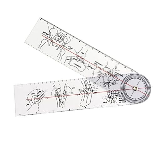Telituny Goniometro, 360° PVC Goniometro Fisioterapia Transparente (cm/inch), 15cm Goniómetro Ortopédico Manual Multifunción Terapia Herramienta Ortopédica, per Fisioterapia/Articulación Ortopédica