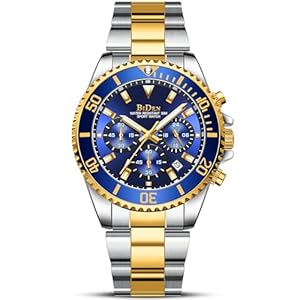 HANPOSH Reloj Hombre Cronógrafo de Acero Inoxidable Impermeable Fecha Analógica Reloj de Cuarzo de Negocios Casual Moda Relojes de Pulsera para Hombres