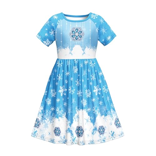 LQSZ Girls Nightgowns Princess Pajamas 3-10 Years Nightdress for Toddler Kids Sleepwear Short Sleeves Night Dress