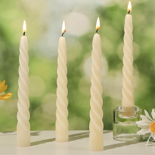 4 candele in cera d'api conica bianca, 17,8 cm