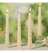 4 Pack Beeswax Taper Candles,7in Spiral Taper Candle Sticks,7 Hour White Beeswax Candlesticks,100...