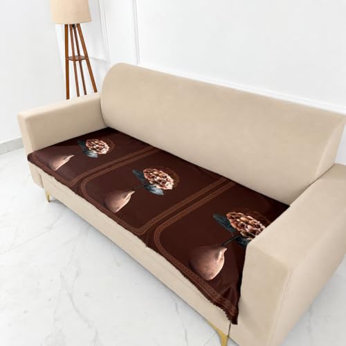 Image of Homerz Premium 'Luxe Series' Holland Velvet Sofa Cover | Smooth Finish | Anti-Skid Fleece Backing | Soft Touch Couch Protector for Living Room (Vase, 3 Seater, Only Seat Cover)