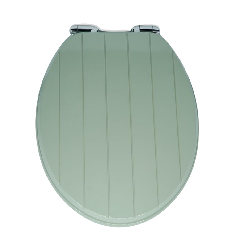 Aqualona Sage Tongue & Groove Aqualona® Premium Sage Tongue And Groove Toilet Seat - Soft Close - Moulded Wood - Stainless Steel Slow Close Hinges - Wipe Clean - Easy Installation
