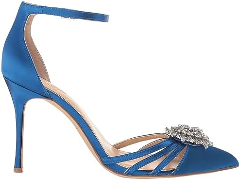 Jewel Badgley Mischka Women's Violette Pump, Blue Satin, 10 | Image 5