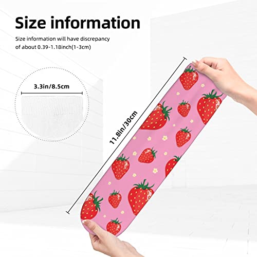 Mortgats Strawberry Pink Socks Funny Novelty Crew For Women Girl Kids Crazy Casual Dress Sports Athletic Work Ankle Sock Gifts thumb #4