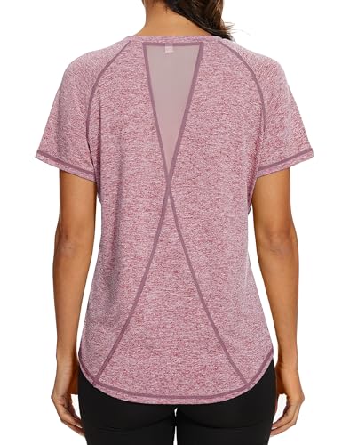 Gyabnw Sportshirt Damen Rosa Locker & Atmungsaktive Shirts – Funktionsshirt Damen Kurzarm als Laufshirt, Yoga Oberteil oder Gym Shirt, perfekt für Sport & Alltag