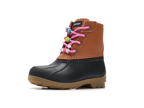 Sperry Girls Port Boot (Little Kid/Big Kid) Black/Cheetah 1 Medium Little Kid