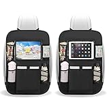 FYY シートバックポケット 車 収納ポケット キックガード 汚れ防止 後部座席収納ポケット 車 シートバックカバー 10インチipad収納可能 多機能 大容量 小物入れ 2枚セット 汎用 取り付け簡単