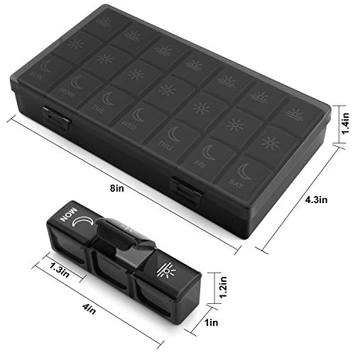 Image of BUG HULL Weekly Pill Organizer 3X a Day, Daily 7 Day Pill Box 3 Times a Day, Travel Medicine Pill Organizer Pill Case Container for Vitamins, Supplements