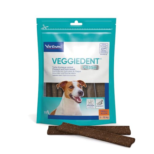 Produktbild von VEGGIEDENT Fresh S pflanzliche Zahnpflege-Kaustreifen für Hunde - 15 x 17 g