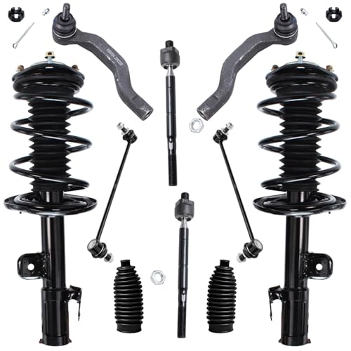 Image of Detroit Axle - 10pc Front Struts Kit for 2006-2012 Toyota RAV4, 2 Struts with Coil Spring Assembly 4 Inner Outer Tie Rods 2 Sway Bars 2 Boots 2007 2008 2009 2010 2011 Replacement Suspension Kit