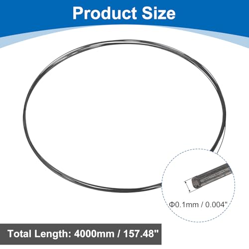 uxcell Tungsten Wire, 99.95% High Purity Tungsten Wire 0.1mm Dia x 4 Meter Length Tungsten Filament Metal Coil for Light Bulb Production Electronics Industry