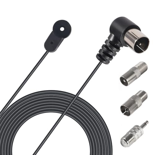 Indoor FM Antenna for Stereo Receiver - 75 Ohm F Type Male Coaxial Cable with 3 Connectors -...