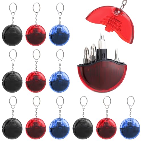 XunYee 12 Pcs 4 in 1 Mini Screwdriver Keychain Set