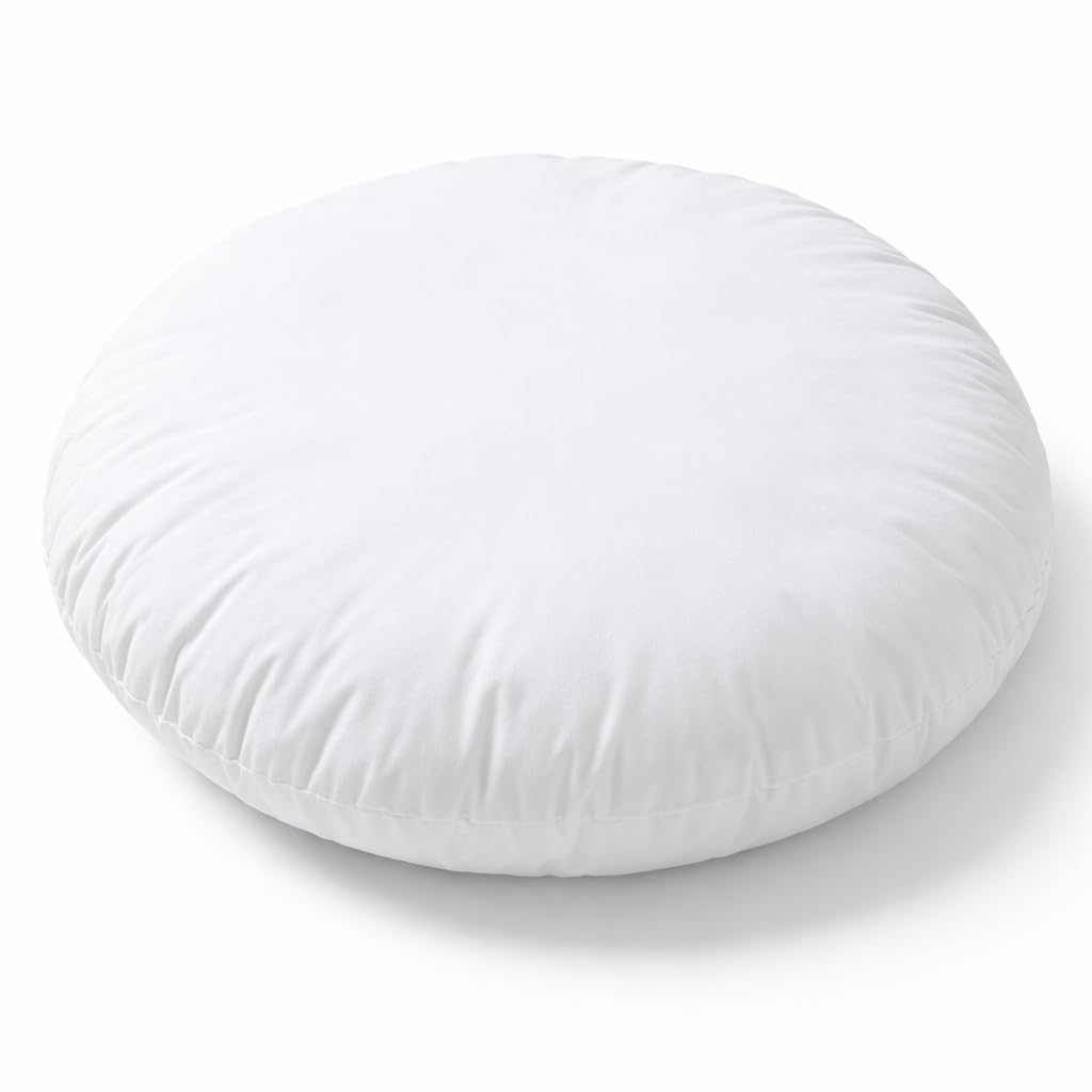 DREAMLAYER Round Cushion Inner Pad โ Hollow Fibre Filled Cushion Insert for Sofa, Chair & Floor Cushions โ Bounce Back, Soft & Supportive, Hypoallergenic, UK Made (22 Inch)