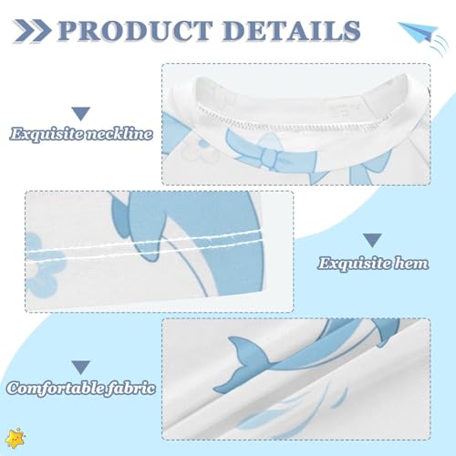 Cute Cartoon Blue Dolphin Short Sleeve Girl Bathing Suit Kids Swimsuits for Girls Rash Guard Girls for 3-12 Years ropa de bano para ninas3